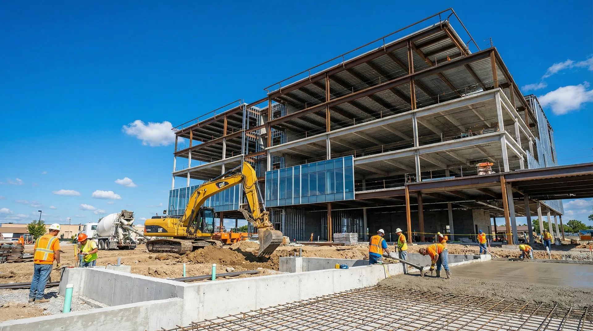 Modern commercial building under construction by Kingdom Konstruction in Texas